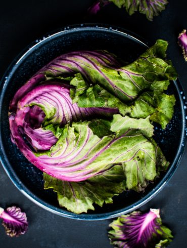 a plate of colorful lettuce greens