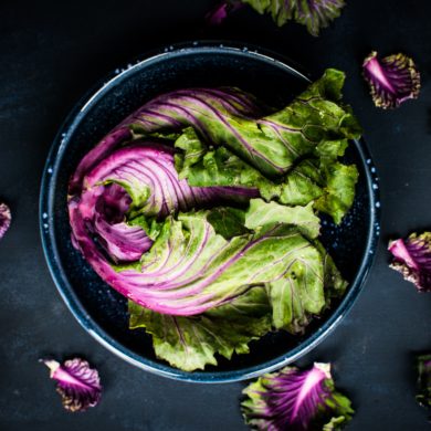 a plate of colorful lettuce greens