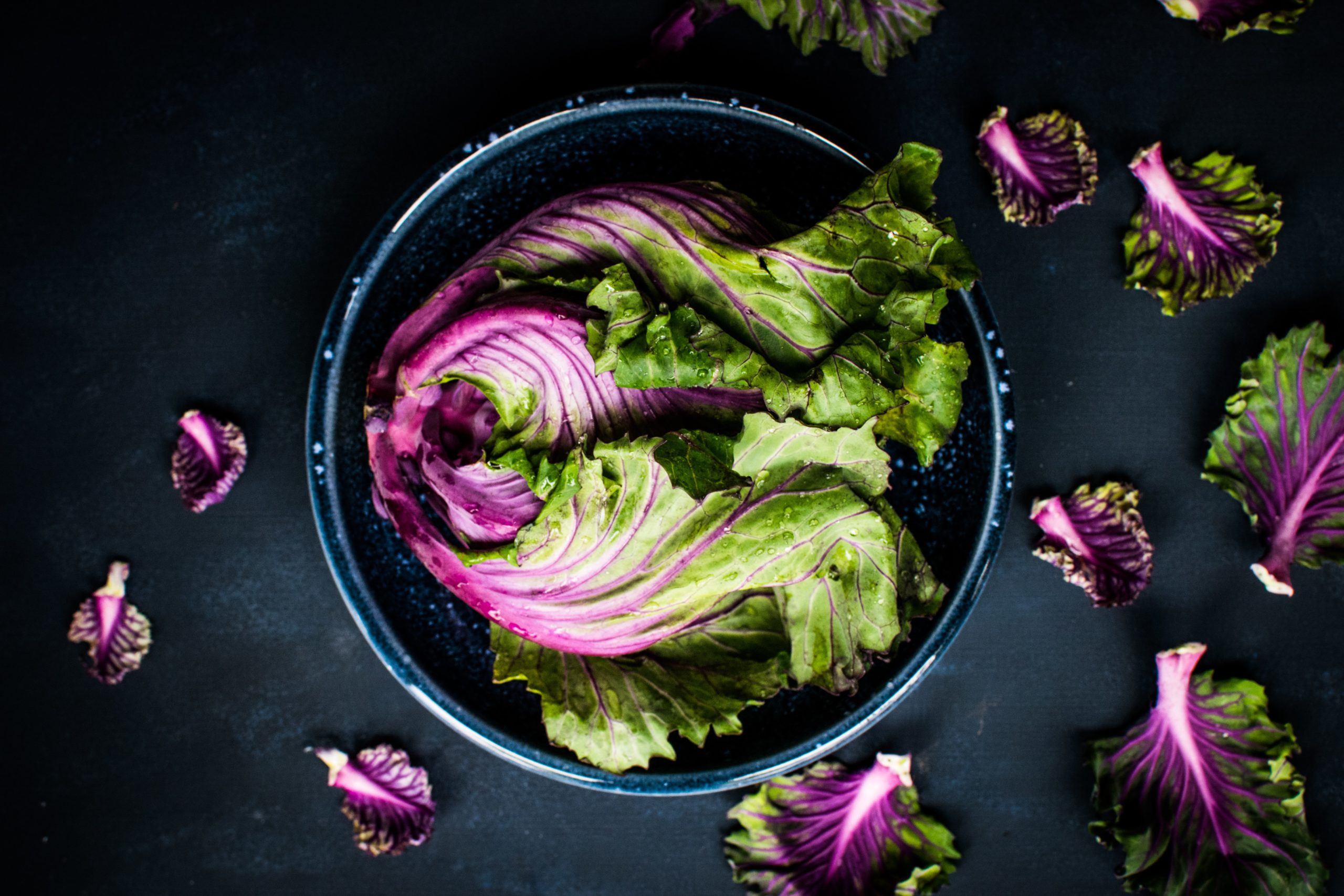 a plate of colorful lettuce greens