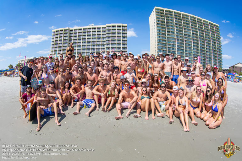 Beach Party photography of Phi Kappa Sigma USC Beach Weekend September 25th, 2021 In North Myrtle Beach, SC Photos by Myrtle Beach photographer Beachmonkey