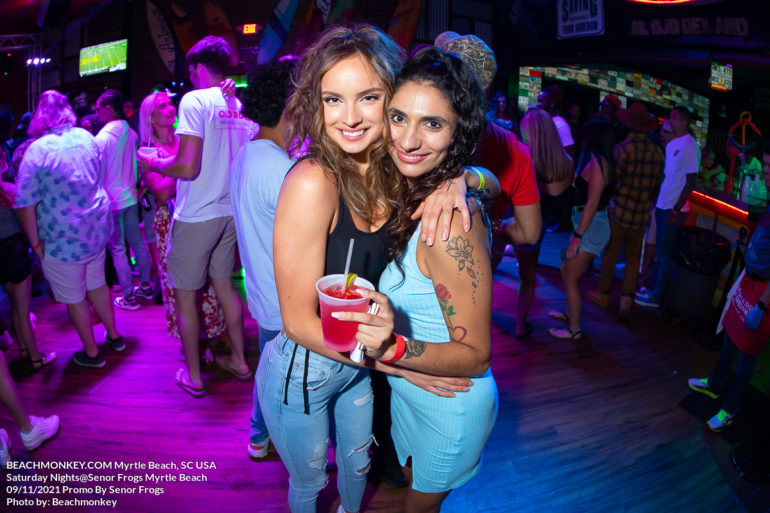two pretty girls Myrtle Beach Photographer at Senor Frogs for Saturday nights on September 11th, 2021 Myrtle Beach, SC USA Separator photos by Myrtle Beach photographer Beachmonkey