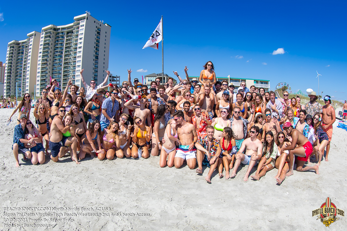 Beach Party photography of Sigma Phi Delta VT Beach Weekend October 2nd, 2021 In North Myrtle Beach, SC ﻿Separator ﻿ Photos by Myrtle Beach photographer Beachmonkey