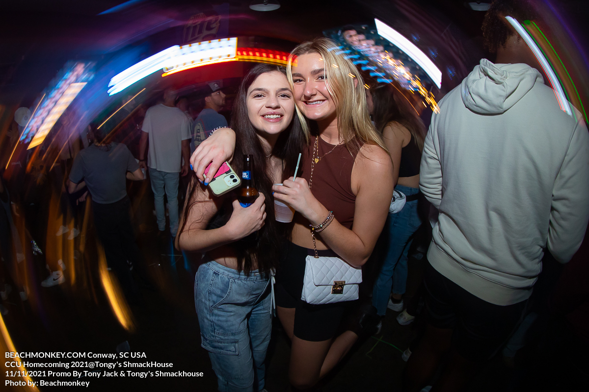 two hot sorority girls Myrtle Beach Photographer at Tongys Shmackhouse for CCU's Homecoming Party on November 11th, 2021 Conway, SC USA by Myrtle Beach photographer Beachmonkey