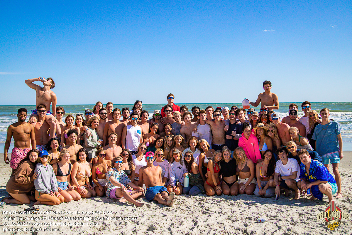 group photo Alpha Tau Omega East Carolina Frat Beach Weekend in North Myrtle Beach, SC sponsored by Myrtlebeachtours.com Saturday March 26th 2022 Photos by RecklessDreams