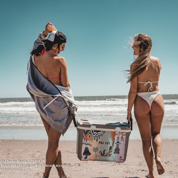 two hot sorority girls in Bikinis Phi Kappa Psi Virginia Tech Frat Beach Weekend in North Myrtle Beach, SC sponsored by Myrtlebeachtours.com Saturday March 26th 2022 Photos by RecklessDreams