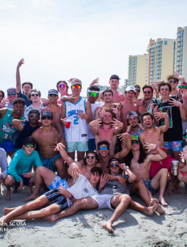 group photo of Phi Delta Theta Appalachian State Fraternity Beach Weekend in North Myrtle Beach, SC USA sponsored by Myrtlebeachtours.com April 9th 2022 Photos by Napoleon