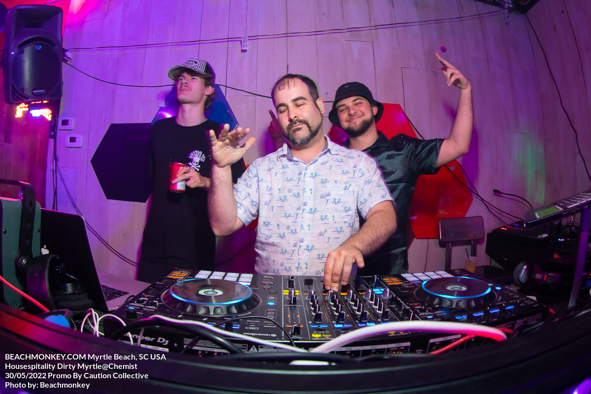 three DJs at Chemist May 30th, 2022 for Housepitality presented by Myrtle Beach, SC USA photos by Myrtle Beach photographer Beachmonkey