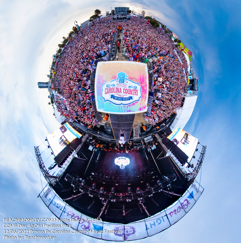 little planet photo of Music Festival photography at Carolina Country Music Festival in Myrtle Beach, SC Photos by Myrtle Beach photographer Beachmonkey on June 12th, 2022