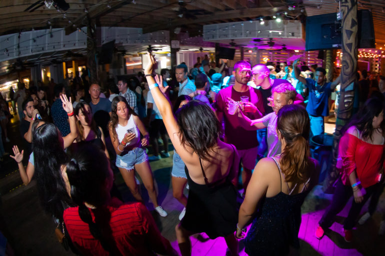 People dancing at sharkey's bar in myrtle Beach, SC july 2022