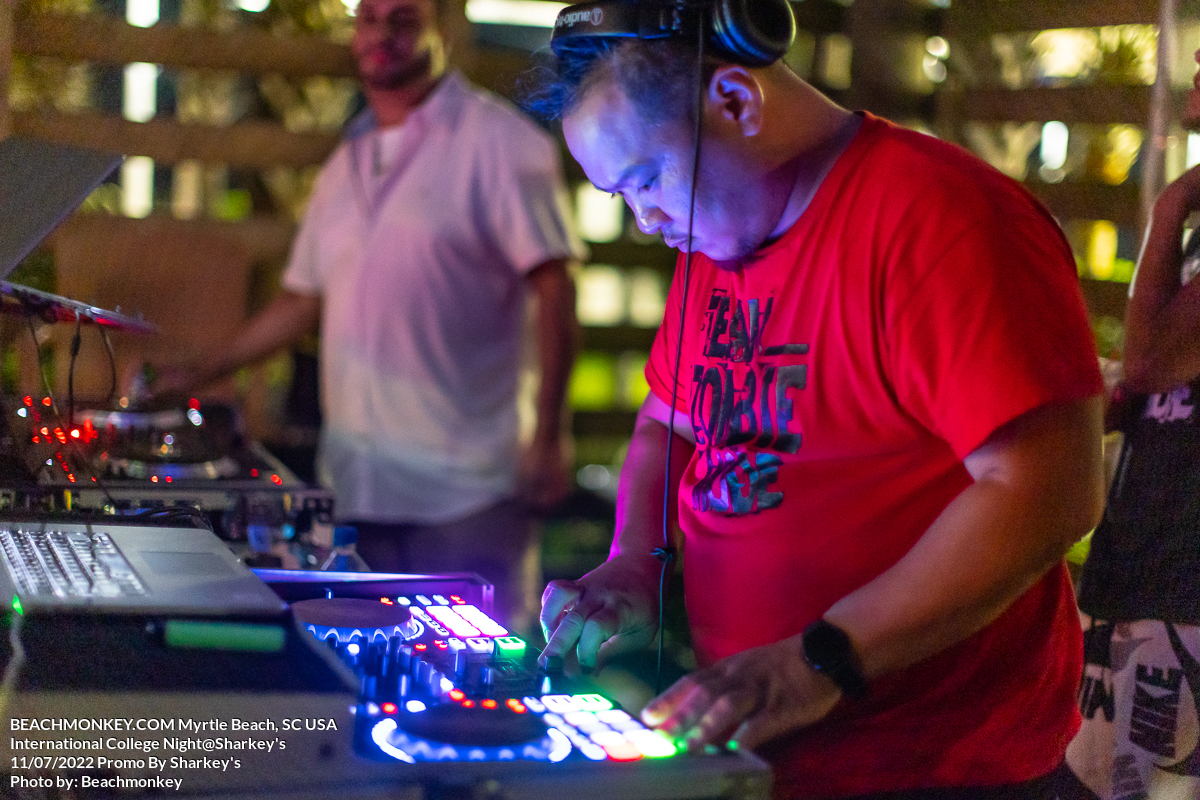 DJ Peter Lam at College international night at sharkeys in Myrtle Beach, SC Photos by Myrtle Beach photographer Beachmonkey on July 18th, 2022