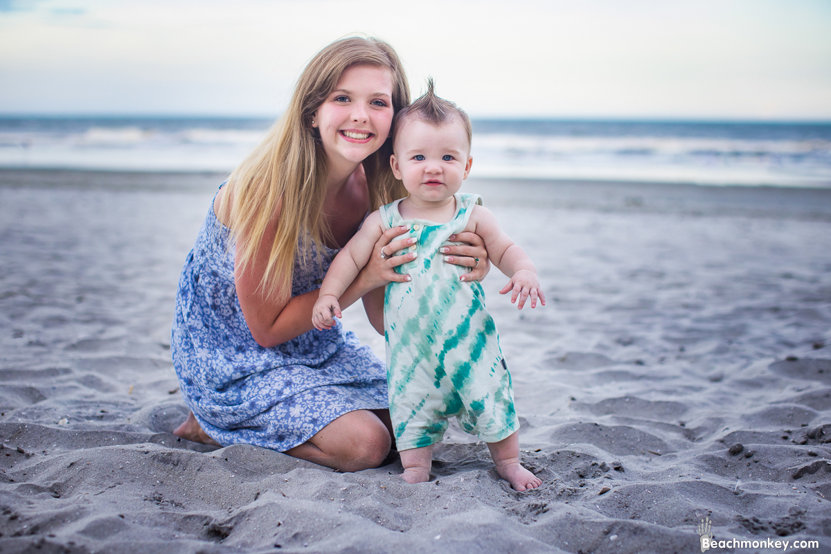 Baby and aunt A family Beach photo shoot in North Myrtle Beach, SC with Alisha's family by Beachmonkey of beachmonkey photography, a family photographer on July 19th 2022