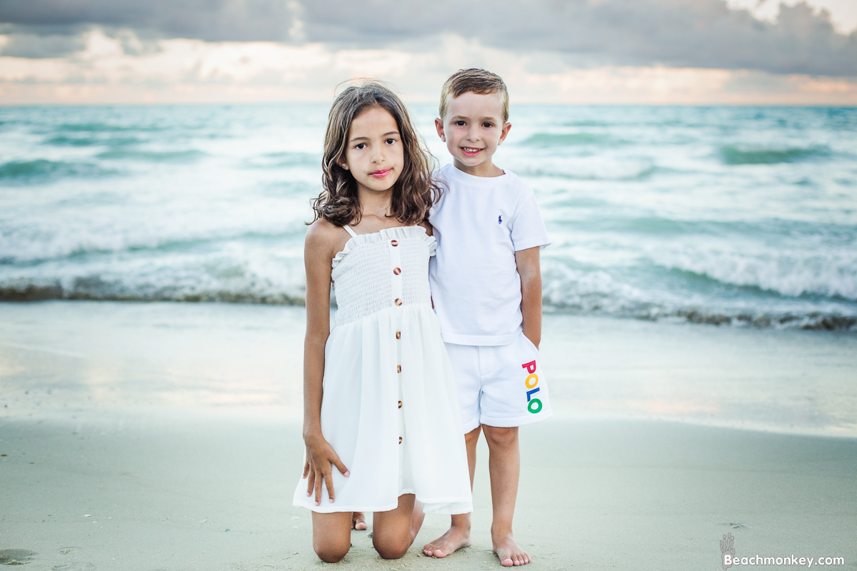 two happy children A family Beach photo shoot in Myrtle Beach, SC USA with Irena's family by Slava of beachmonkey photography, a family photographer on August 6th 2022