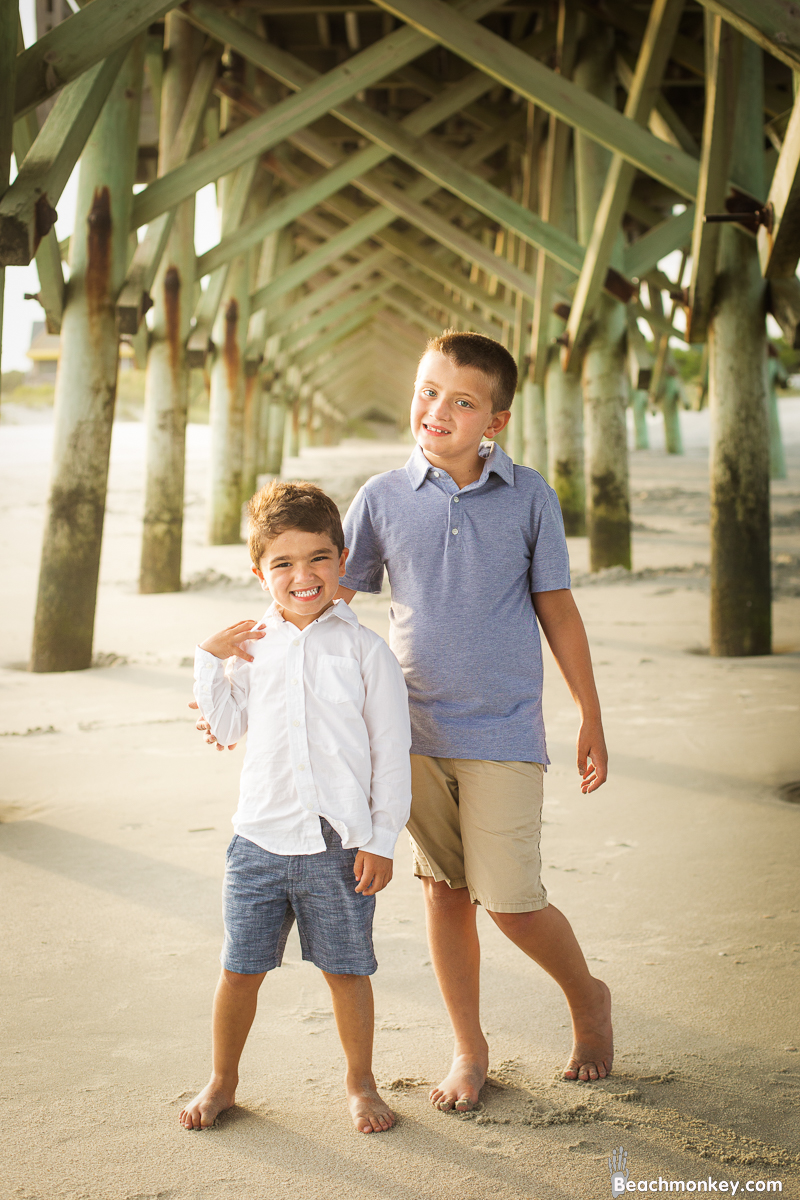 two brothers A family Beach photo shoot in Myrtle Beach, SC USA with Kerry's family by Slava of beachmonkey photography, a family photographer on July 18th 2022