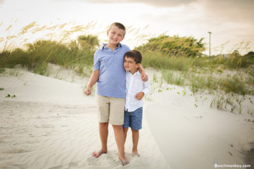 two brothers at A family Beach photo shoot in Myrtle Beach, SC USA with Kerry's family by Slava of beachmonkey photography, a family photographer on July 18th 2022