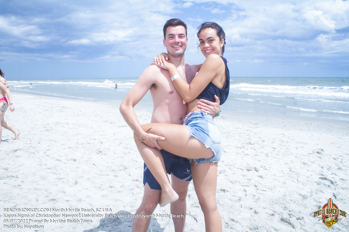 romantic couple at the Phi Gamma Delta of Christopher Newport University Beach Weekend in North Myrtle Beach, SC USA sponsored by Myrtlebeachtours.com May 9 2022 Photos by Napoleon