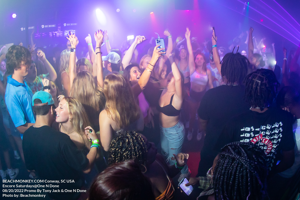 packed dance floor at One N Done August 20th, 2022 for Encore Saturday in Conway, SC USA photos by Myrtle Beach photographer Beachmonkey