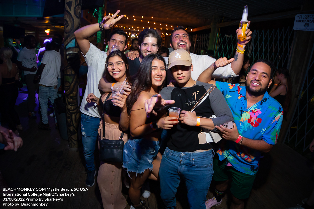a group of people at the Sharkeys for College International Night August 2nd 2022 Myrtle Beach, SC USA photo by Beachmonkey a myrtle beach nightlife photographer
