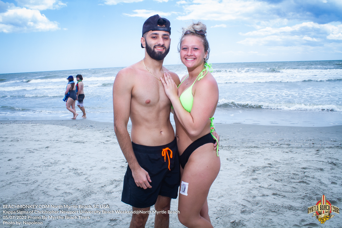 happy Couple at the Phi Gamma Delta of Christopher Newport University Beach Weekend in North Myrtle Beach, SC USA sponsored by Myrtlebeachtours.com May 9 2022 Photos by Napoleon