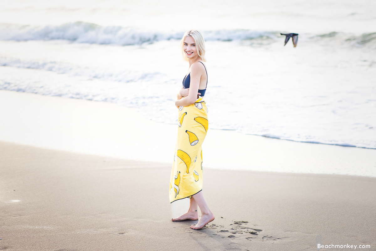 girl with banana towel A Branding and Lifestyle photo shoot in Myrtle Beach, SC with Solem Towel by Beachmonkey of beachmonkey photography, a Myrtle Beach photographer, Aug 14th 2022