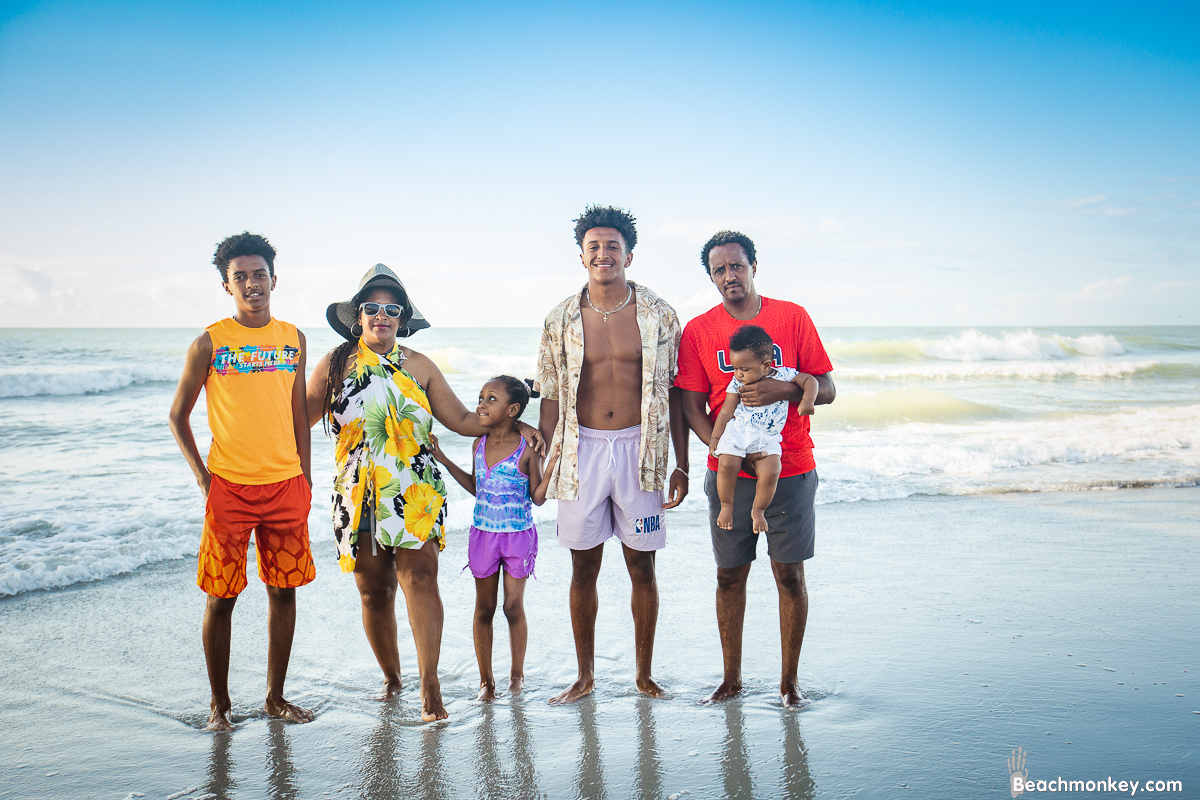 A family Beach photo shoot in Myrtle Beach, SC USA with Tesfa's family by Slava of beachmonkey photography, a family photographer on August 9th 2022