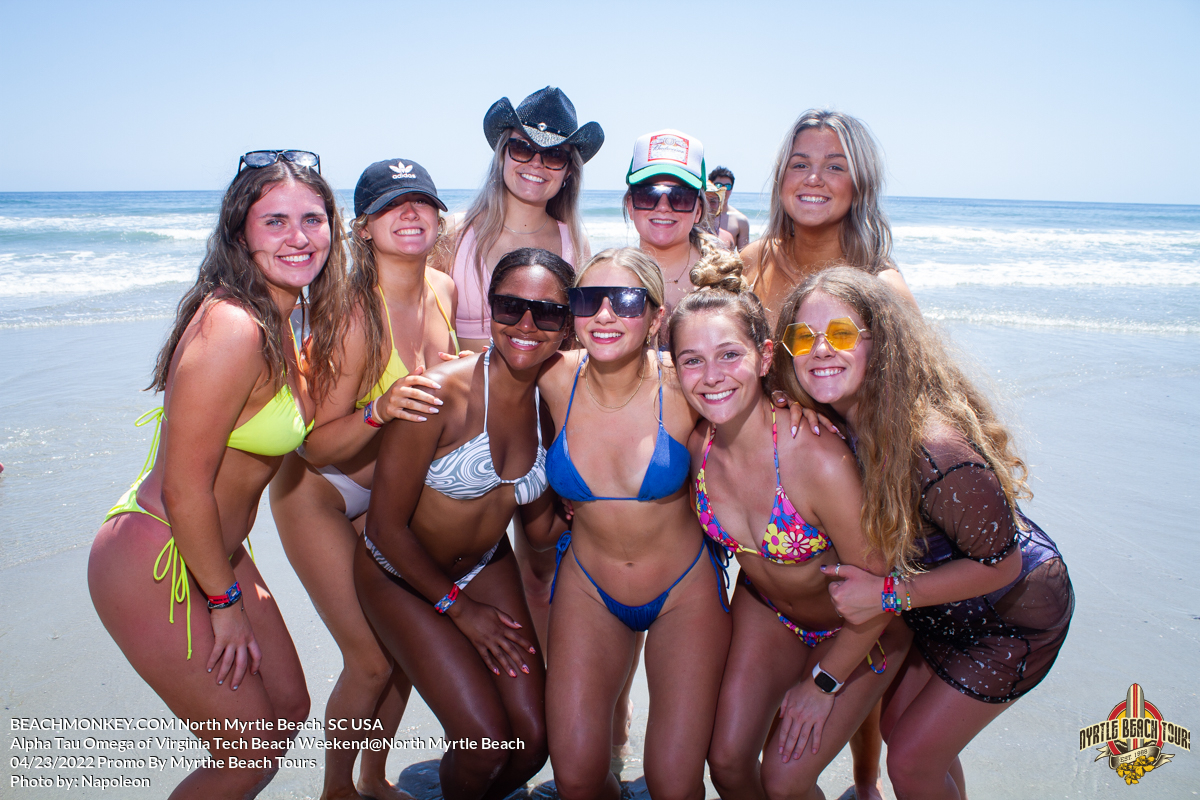 group of beautiful sorority girls Alpha Tau Omega Virginia Tech Fraternity Beach Weekend in North Myrtle Beach, SC USA sponsored by Myrtlebeachtours.com April 23rd 2022 Photos by Napoleon