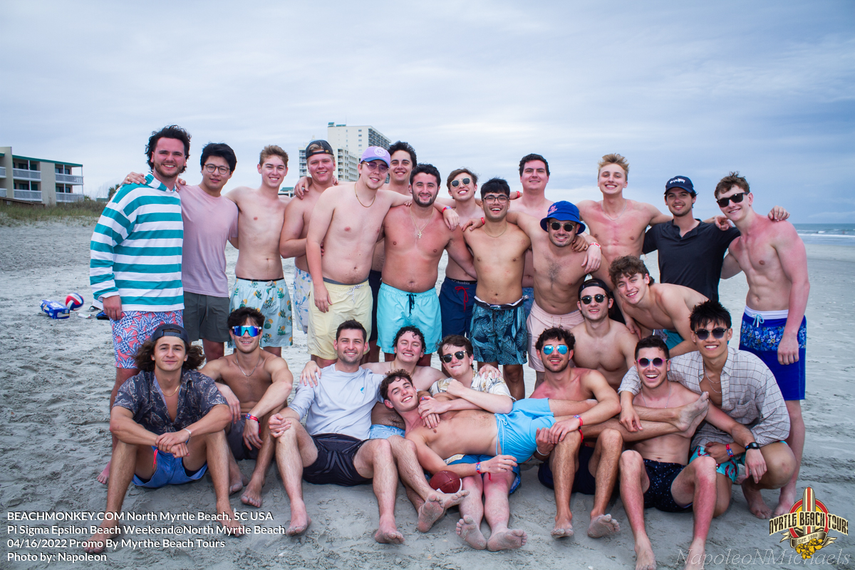 guy group photo Pi Sigma Epsilon Fraternity Beach Weekend in North Myrtle Beach, SC USA sponsored by Myrtlebeachtours.com April 16th 2022 Photos by Napoleon