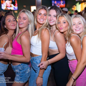 six beautiful sorority girls at Tongys Shmackhouse for Thursday night on Sept 8th 2022 in Conway, SC USA photos﻿ by Myrtle Beach photographer Beachmonkey